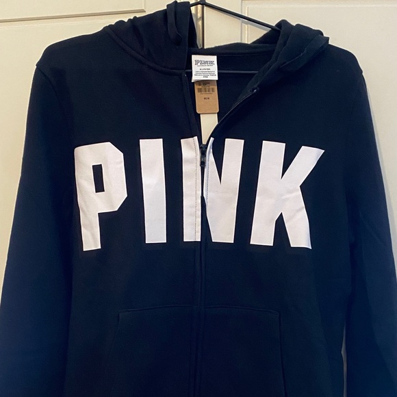 PINK Victoria's Secret Black Hoodie with White Logo - Picture 2 of 6